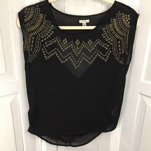 Anthropologie Ecote' Studded Black Top